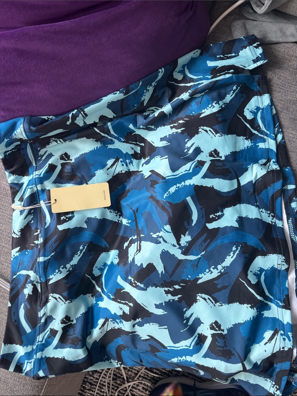 Blue Abstract Print Swim Skirt